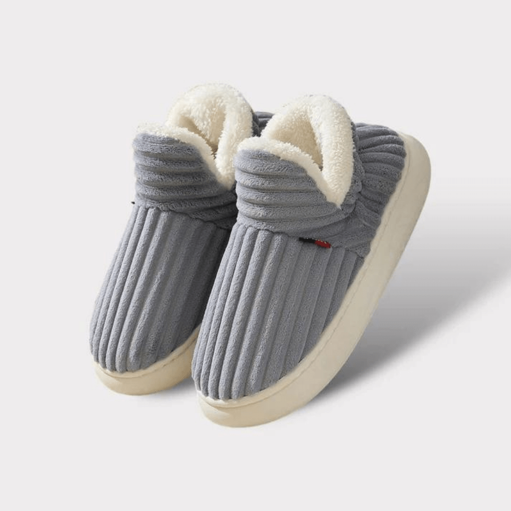 Luxeraum.de Slippers Grau / 33 Winterhausschuhe – Wärmende Fütterung – Rutschfeste Sohle – Damen