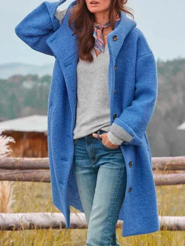 Luxeraum.de Blau / S Winterjacke Damen lang – stilvoll & warm für kalte Tage