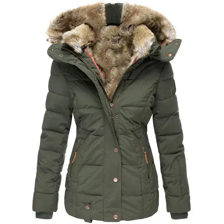 Luxeraum.de Dunkelgrün / S Winterjacke Damen warm gefüttert – Elegante Premium Jacke