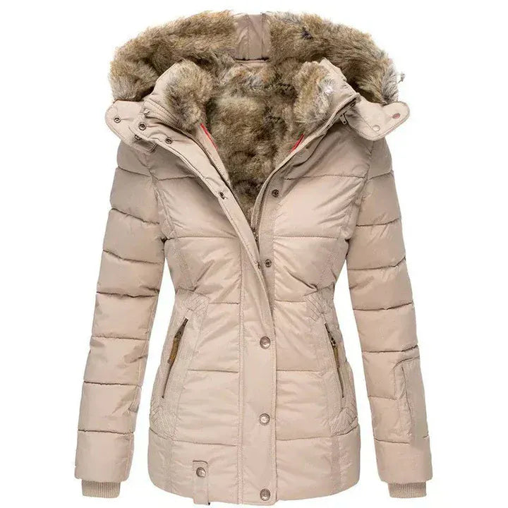 Luxeraum.de Beige / S Winterjacke Damen warm gefüttert – Elegante Premium Jacke