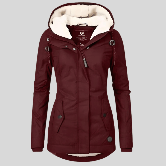 Luxeraum.de Rot / S Winterjacke Damen warm mit Kapuze – Hochwertige gefütterte Jacke