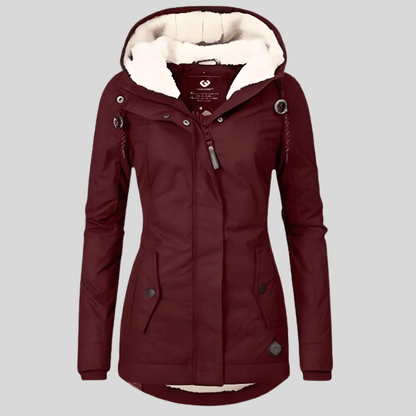 Luxeraum.de Rot / S Winterjacke Damen warm mit Kapuze – Hochwertige gefütterte Jacke