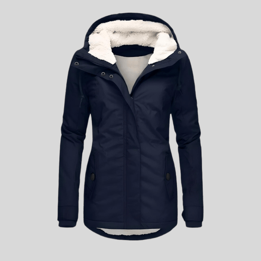 Luxeraum.de Marineblau / S Winterjacke Damen warm mit Kapuze – Hochwertige gefütterte Jacke