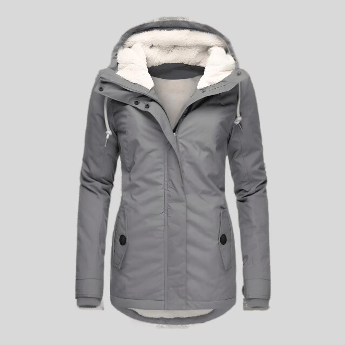 Luxeraum.de Grau / S Winterjacke Damen warm mit Kapuze – Hochwertige gefütterte Jacke