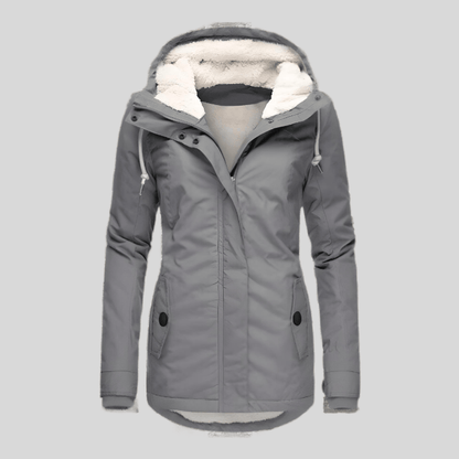 Luxeraum.de Grau / S Winterjacke Damen warm mit Kapuze – Hochwertige gefütterte Jacke