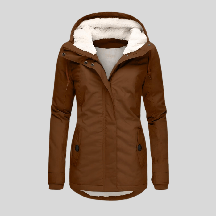 Luxeraum.de Khaki / S Winterjacke Damen warm mit Kapuze – Hochwertige gefütterte Jacke