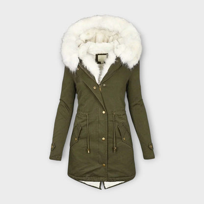 Luxeraum.de Grün / S Winterjacke Damen wasserfest & warm mit Pelzfutter – Premium Komfort