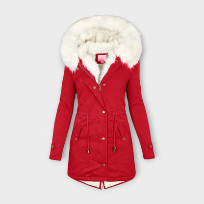Luxeraum.de Rot / S Winterjacke Damen wasserfest & warm mit Pelzfutter – Premium Komfort
