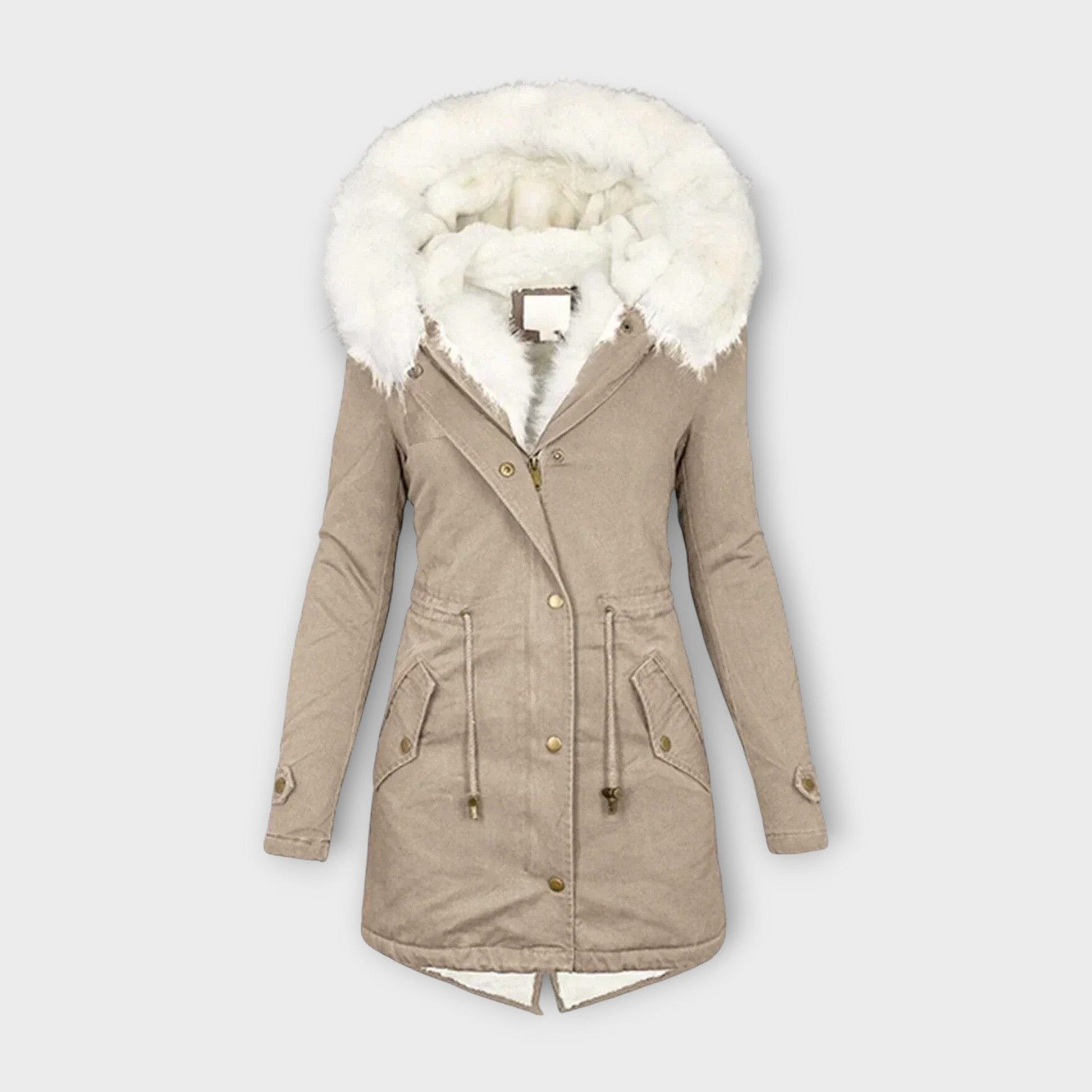 Luxeraum.de Beige / S Winterjacke Damen wasserfest & warm mit Pelzfutter – Premium Komfort