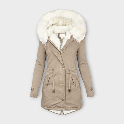 Luxeraum.de Beige / S Winterjacke Damen wasserfest & warm mit Pelzfutter – Premium Komfort