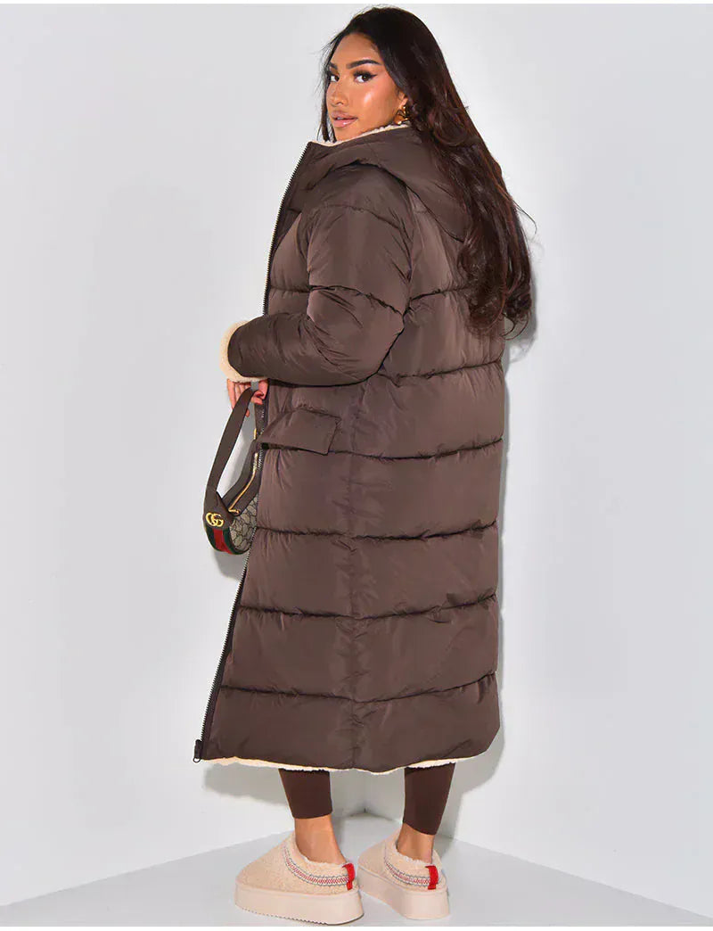 Luxeraum.de Puffer Jackets Winterjacke – isolierender Materialmix – Umkehrbares Design mit Kapuze – Damen