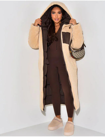 Luxeraum.de Puffer Jackets Winterjacke – isolierender Materialmix – Umkehrbares Design mit Kapuze – Damen