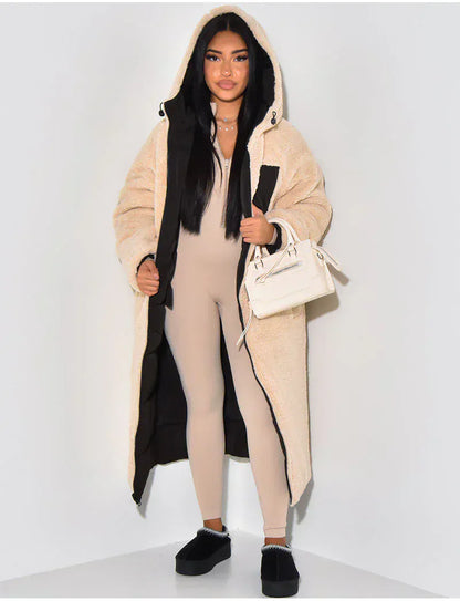 Luxeraum.de Puffer Jackets Winterjacke – isolierender Materialmix – Umkehrbares Design mit Kapuze – Damen