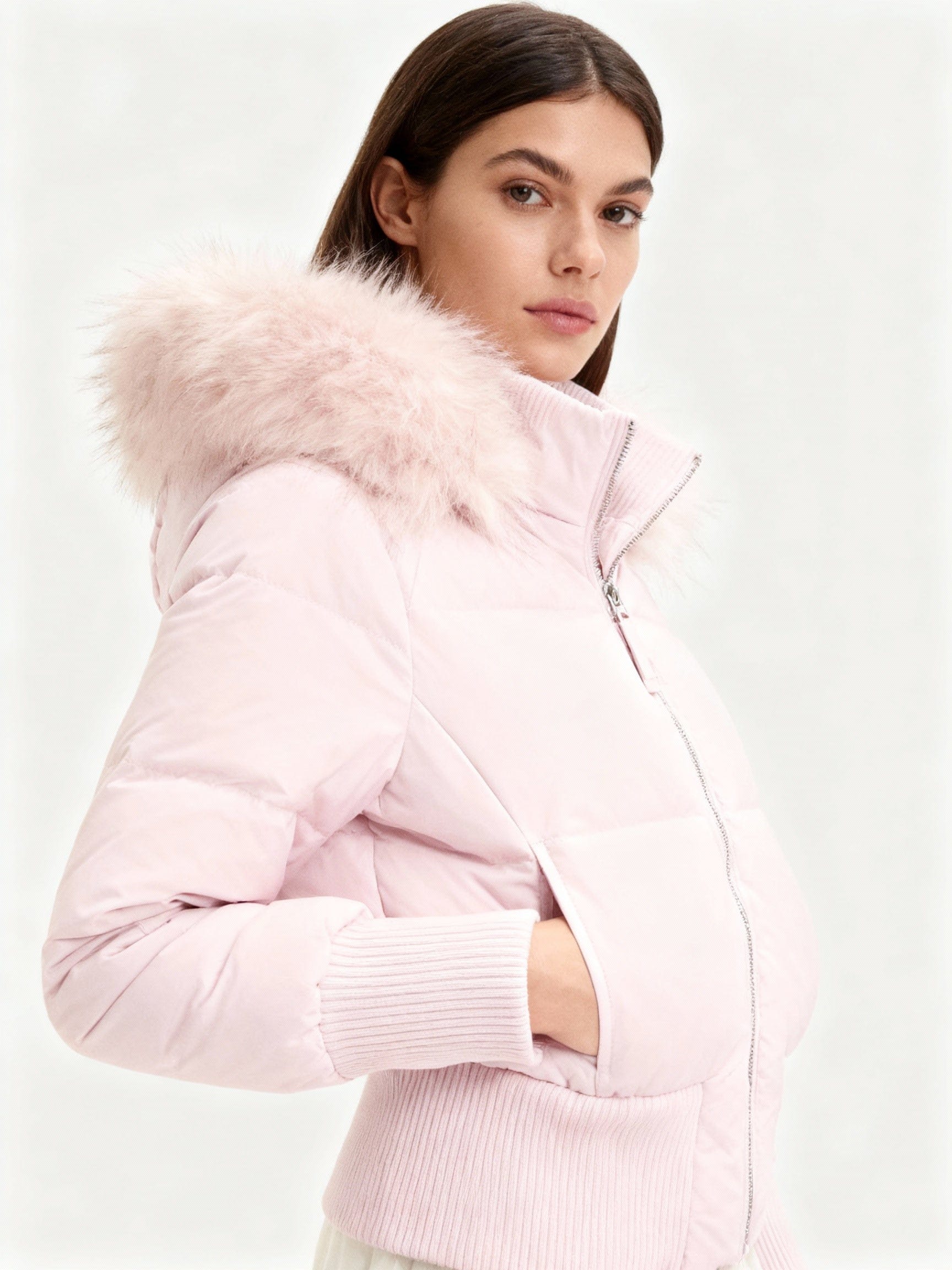 Luxeraum.de Puffer Jackets Rosa / S Winterjacke – Urbane Silhouette - Abnehmbarer Kapuze – Damen
