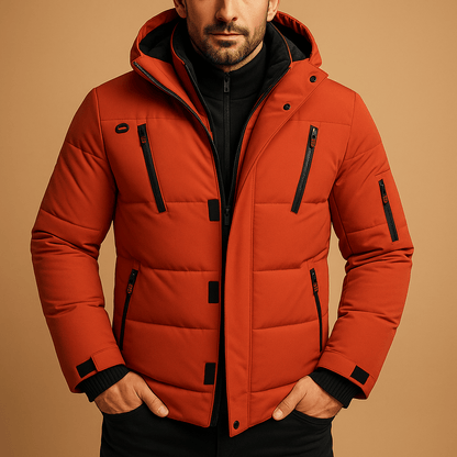 Luxeraum.de Parkas Orange / S Winterjacke – wärmende Materialmischung – durchgehender Reißverschluss – Herren