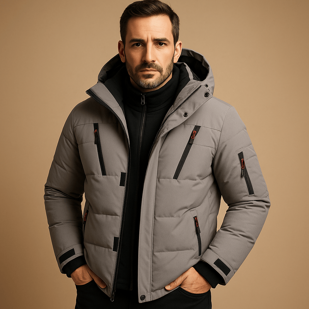 Luxeraum.de Parkas Grau / S Winterjacke – wärmende Materialmischung – durchgehender Reißverschluss – Herren