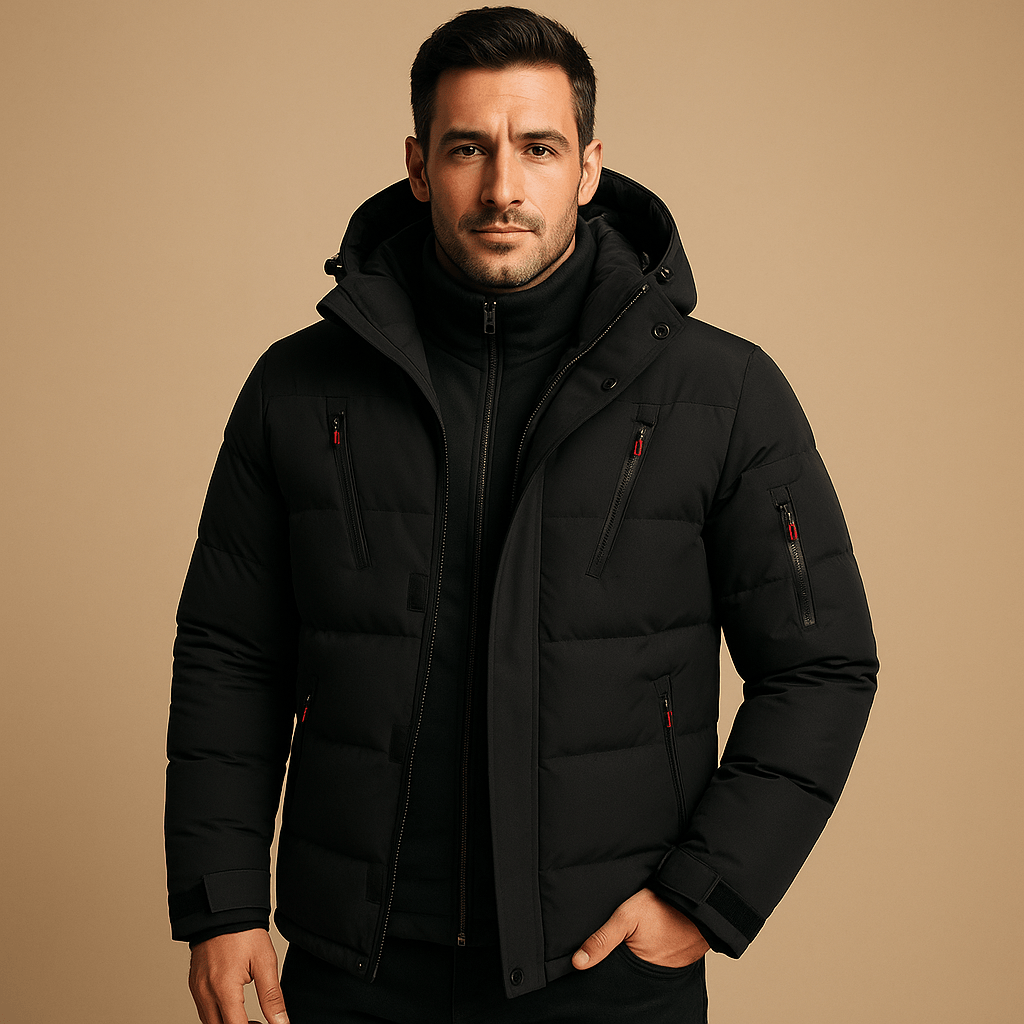 Luxeraum.de Parkas Schwarz / S Winterjacke – wärmende Materialmischung – durchgehender Reißverschluss – Herren