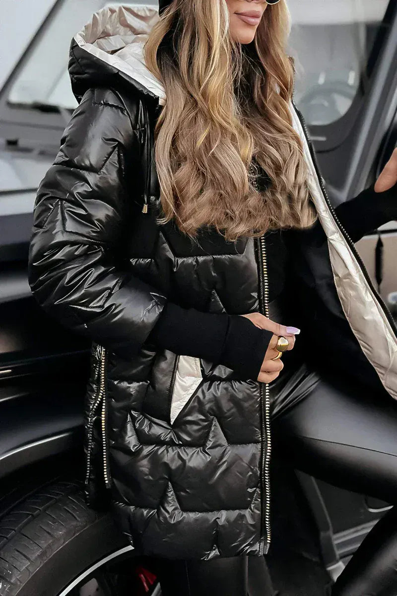 Luxeraum.de Hooded Jacket Schwarz / S Wintermantel Damen elegant – hochwertig & warm für kalte Tage