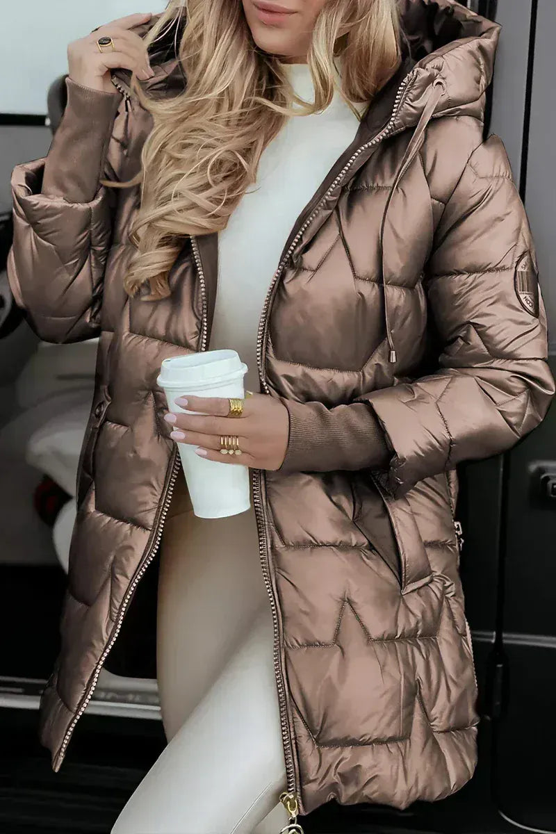 Luxeraum.de Hooded Jacket Braun / S Wintermantel Damen elegant – hochwertig & warm für kalte Tage