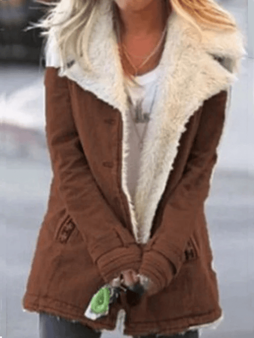 Luxeraum.de Braun / S Wintermantel Damen mit Lammfellfutter – warm & hochwertig