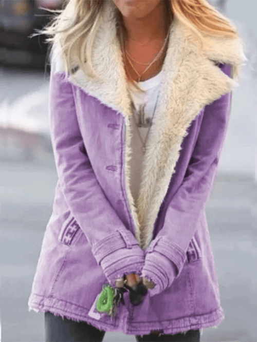 Luxeraum.de Lila / S Wintermantel Damen mit Lammfellfutter – warm & hochwertig
