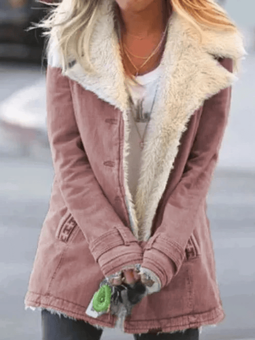 Luxeraum.de Rosa / S Wintermantel Damen mit Lammfellfutter – warm & hochwertig