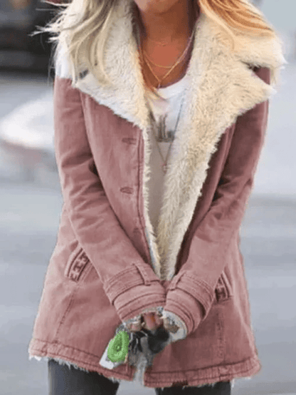 Luxeraum.de Rosa / S Wintermantel Damen mit Lammfellfutter – warm & hochwertig