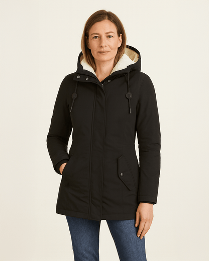 Luxeraum.de Jackets Wintermantel Damen warm mit Kapuze und weichem Fleecefutter