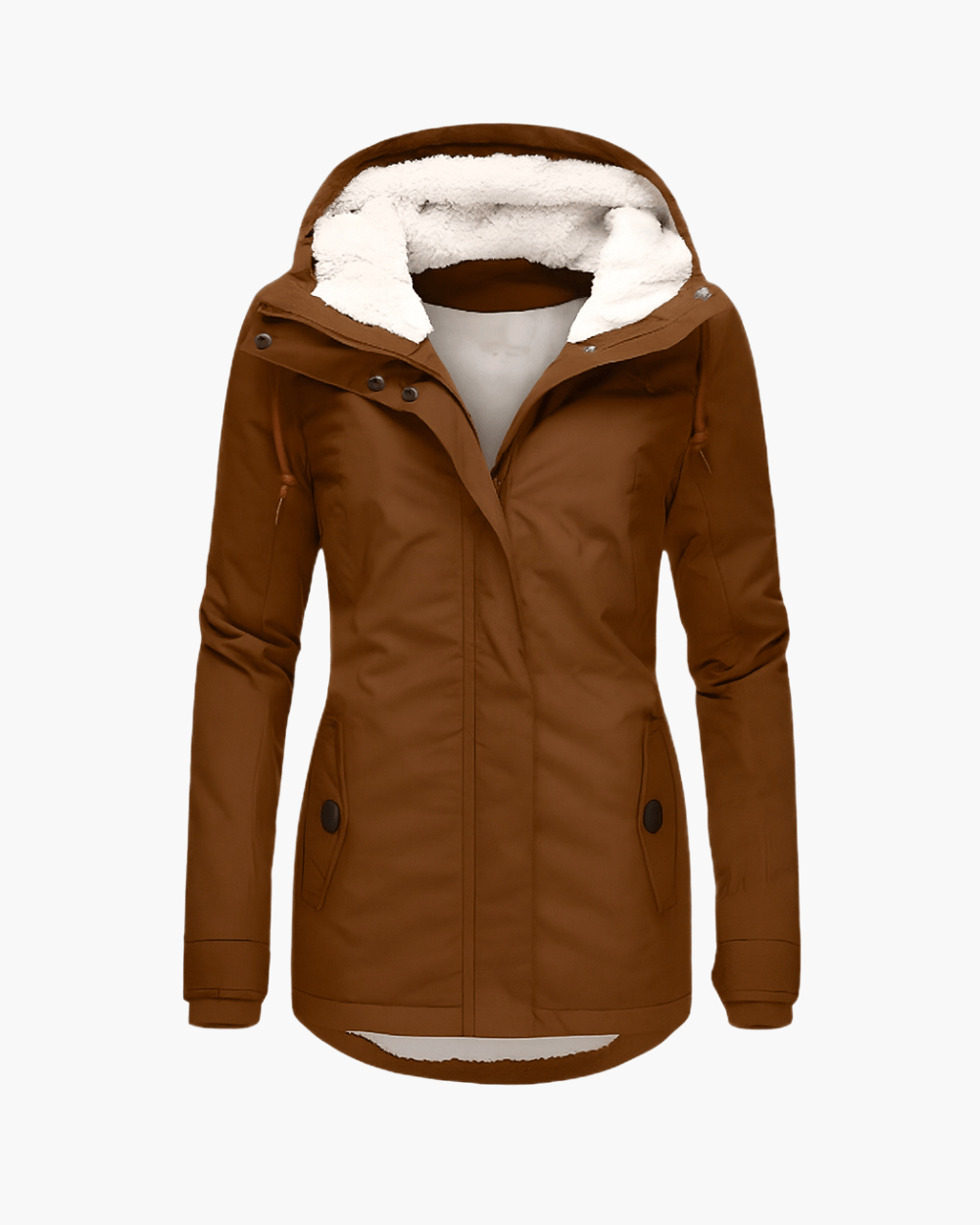 Luxeraum.de Jackets Braun / S Wintermantel Damen warm mit Kapuze und weichem Fleecefutter