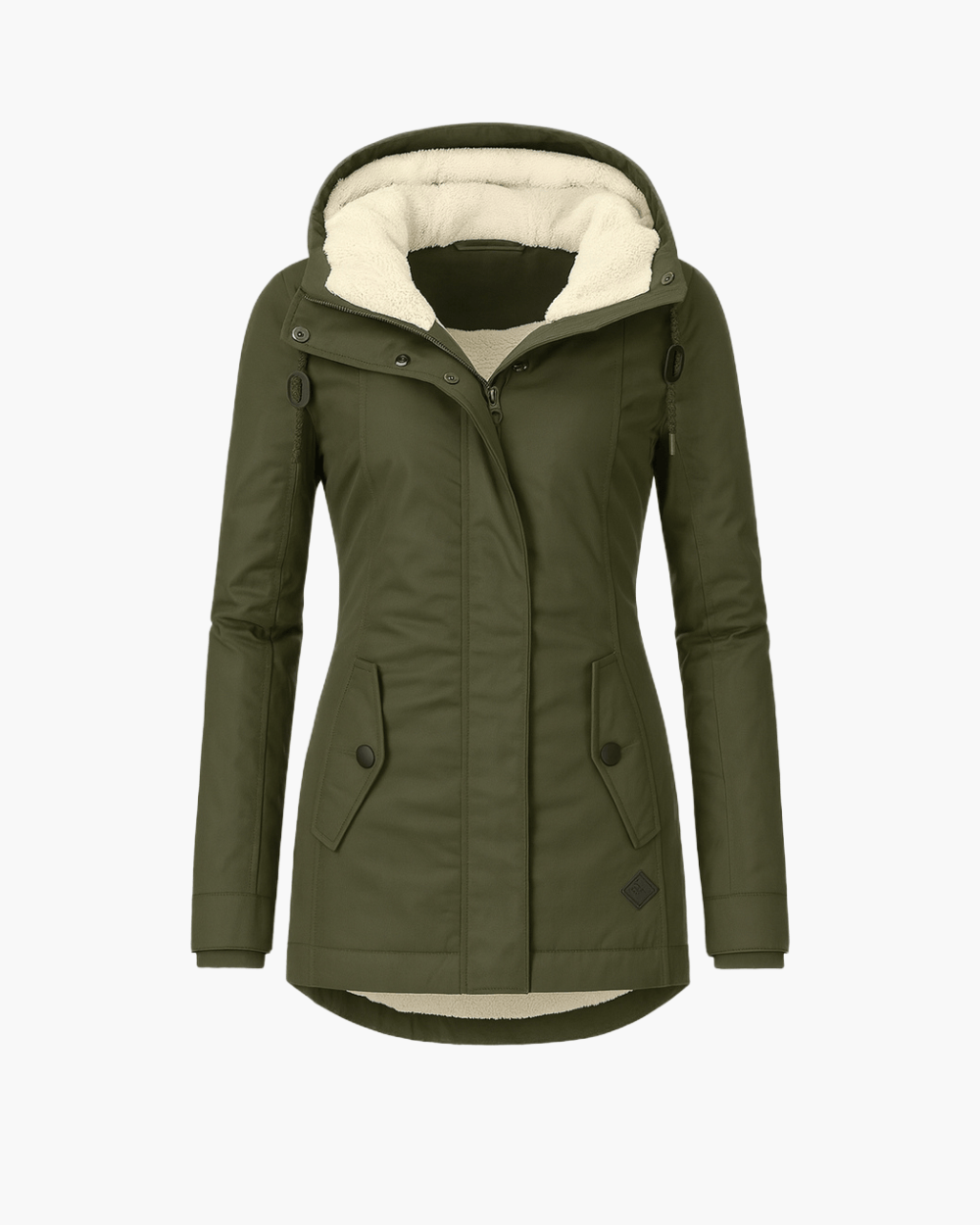 Luxeraum.de Jackets Grün / S Wintermantel Damen warm mit Kapuze und weichem Fleecefutter
