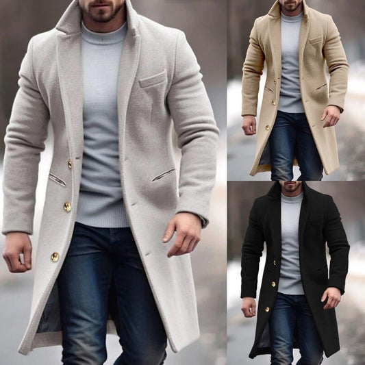 Luxeraum.de Overcoats Wintermantel – Wärmende Materialmischung – Knopfverschluss & Taschen – Herren