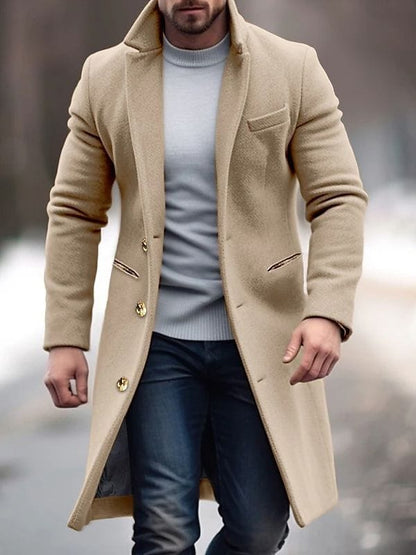 Luxeraum.de Overcoats Beige / XS Wintermantel – Wärmende Materialmischung – Knopfverschluss & Taschen – Herren
