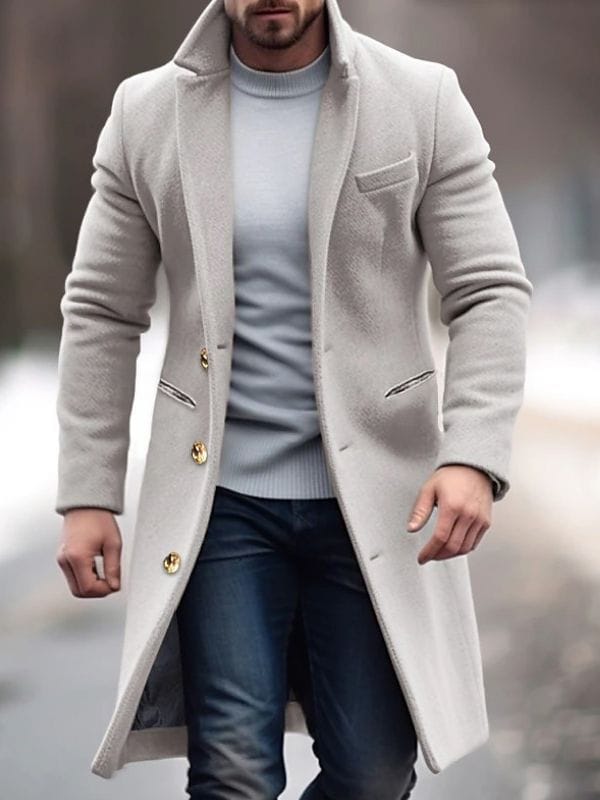 Luxeraum.de Overcoats Grau / XS Wintermantel – Wärmende Materialmischung – Knopfverschluss & Taschen – Herren