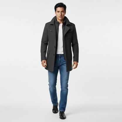 Luxeraum.de Coats & Jackets Wintermantel – Wollmischung – einreihiger Schnitt mit Revers – Herren