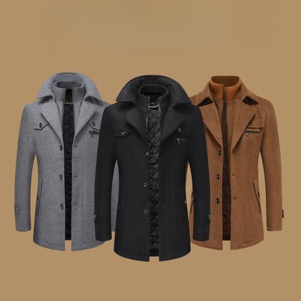 Luxeraum.de Coats & Jackets Wintermantel – Wollmischung – einreihiger Schnitt mit Revers – Herren