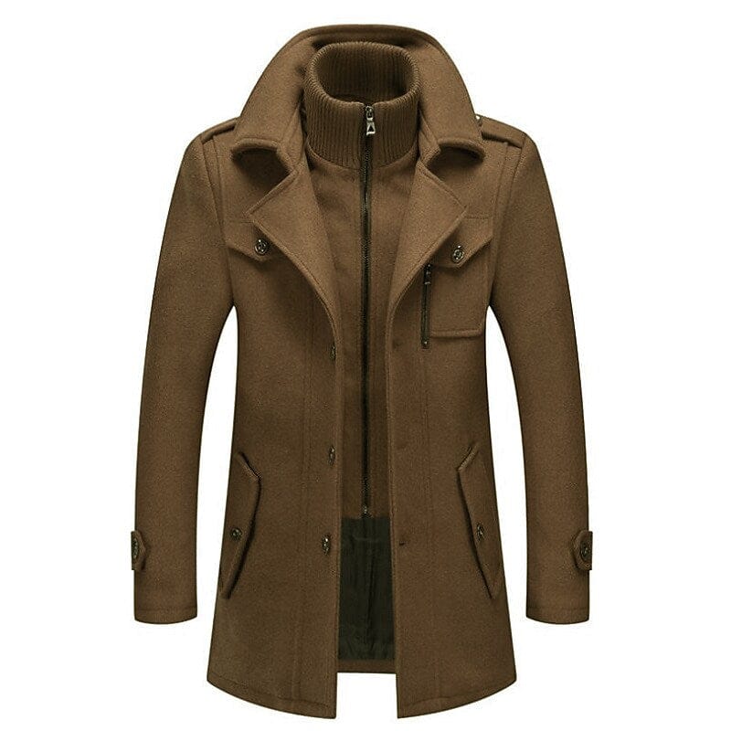 Luxeraum.de Coats & Jackets Braun / XS Wintermantel – Wollmischung – einreihiger Schnitt mit Revers – Herren