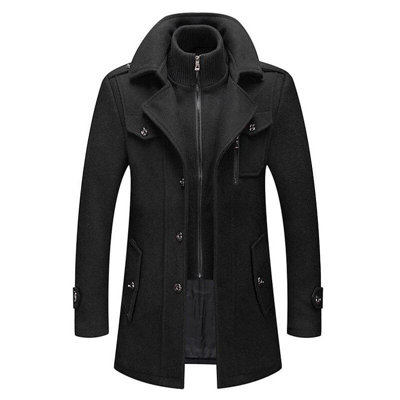 Luxeraum.de Coats & Jackets Schwarz / XS Wintermantel – Wollmischung – einreihiger Schnitt mit Revers – Herren