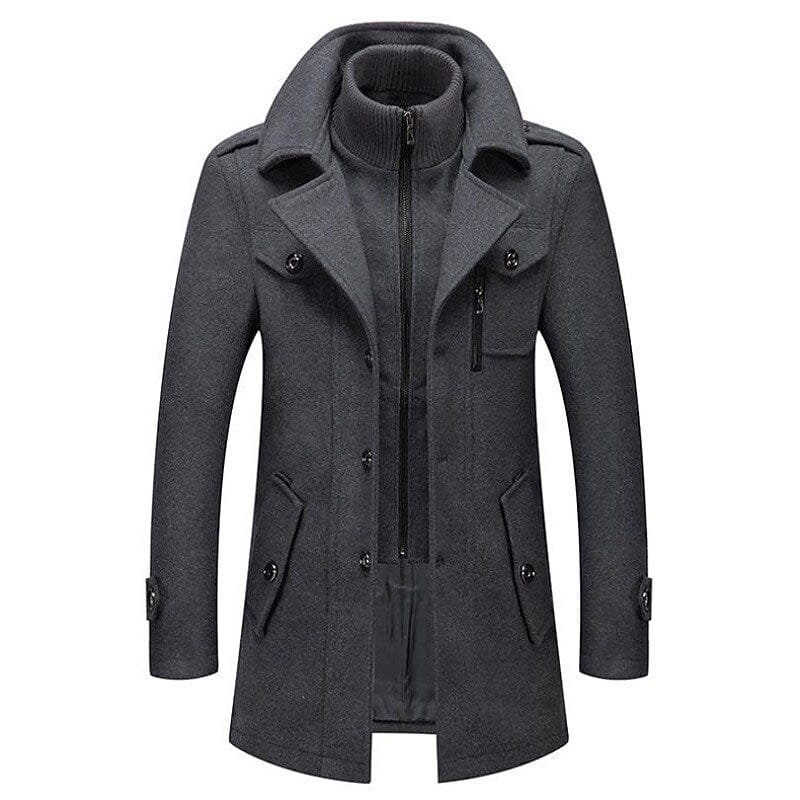 Luxeraum.de Coats & Jackets Grau / XS Wintermantel – Wollmischung – einreihiger Schnitt mit Revers – Herren