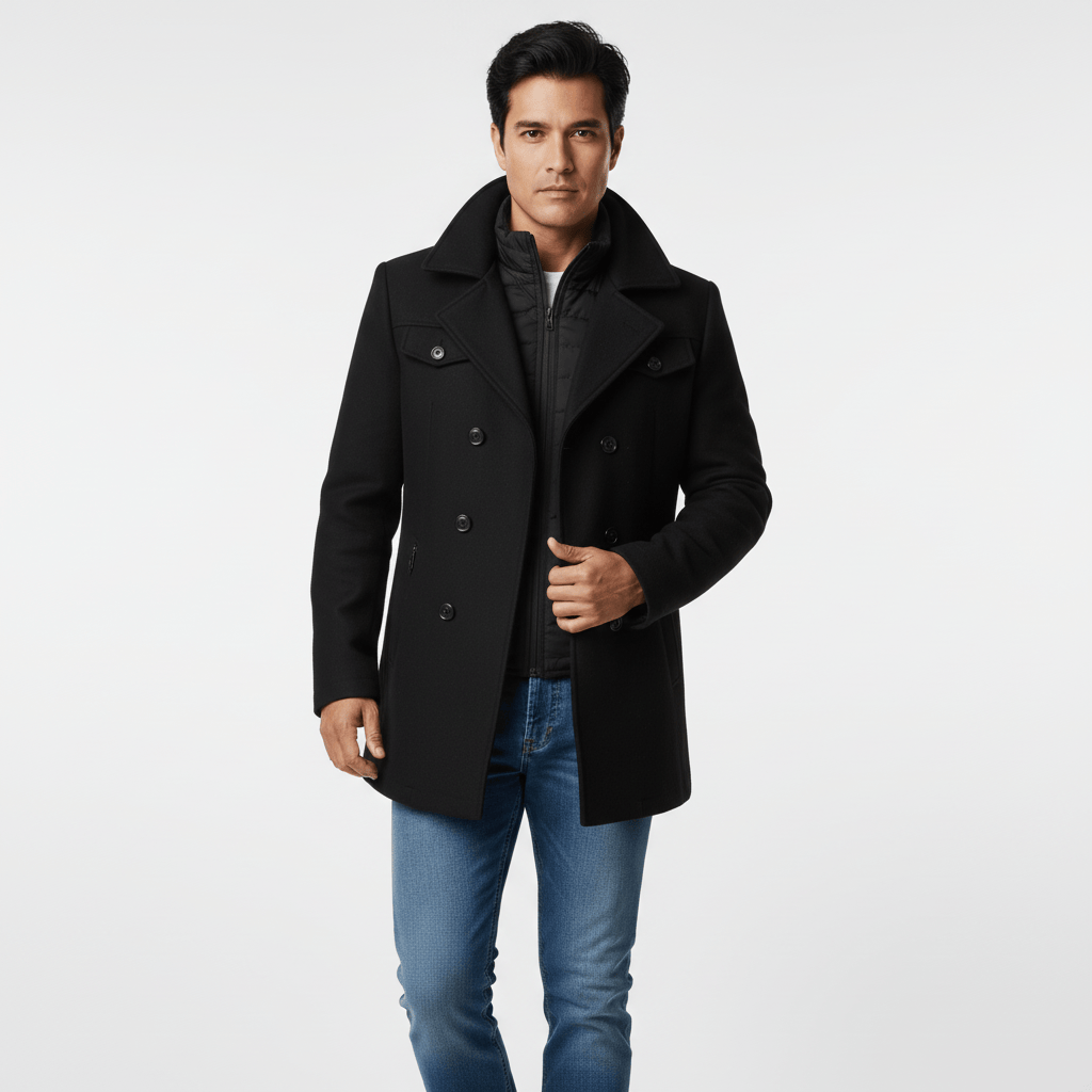 Luxeraum.de Coats & Jackets Wintermantel – Wollmischung – einreihiger Schnitt mit Revers – Herren